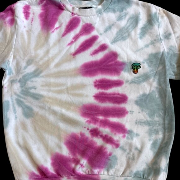 PACSUN Tie-Dye Sweatshirt Spiral Crew Neck Medium Embroidered Drippy Patch - Picture 5 of 6